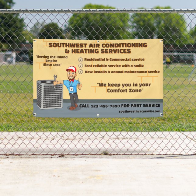 Customise Air Conditioning Heating HVAC Shop Banner (Insitu)