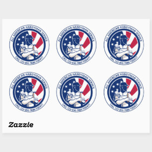 Customise American Patriotic Handyman Advertising  Classic Round Sticker