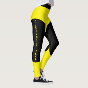 Customise American Women Casual Style Black Yellow Leggings