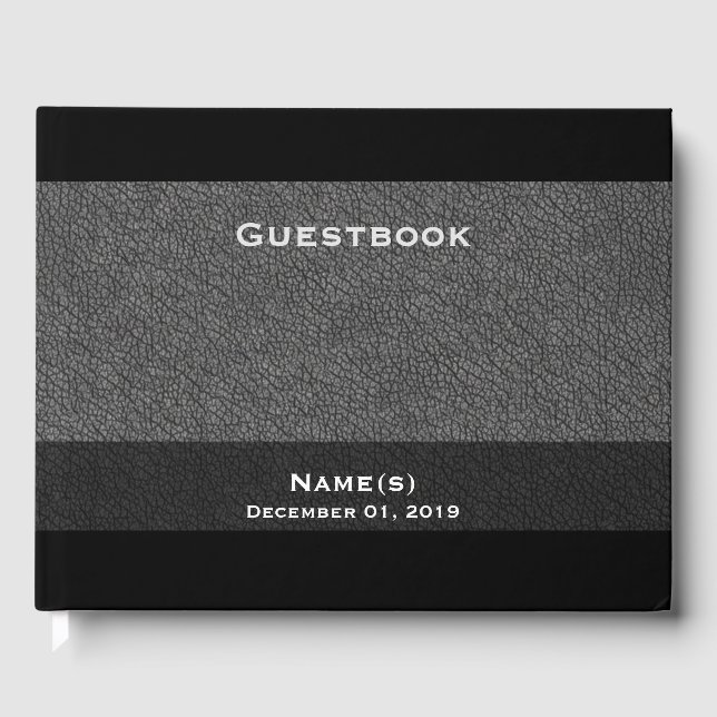 Customise and Personalise, Dark Grey Textured Guest Book (Front)