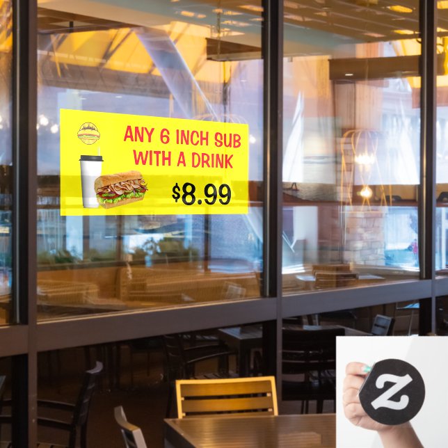 Customise Any 6 Inch Sub With A Drink Add Logo  Window Cling (Restaurant Window)