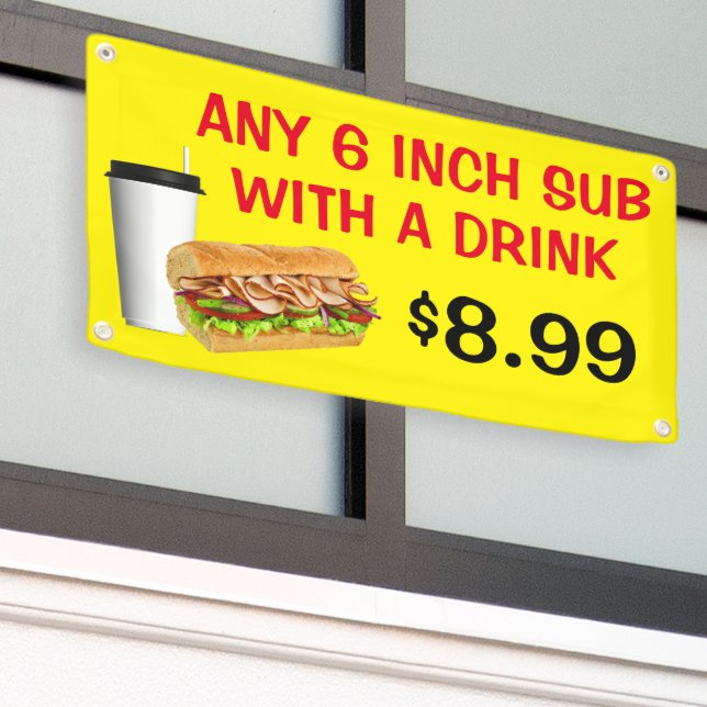Customise Any 6 Inch Sub With A Drink Add Price Banner (Outside Building)