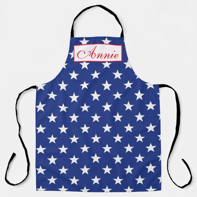 Customise Apron - White Stars Blue BG (Front)