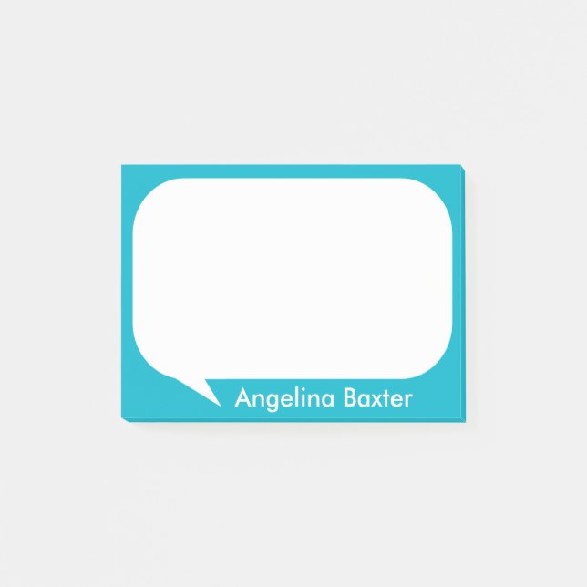Customise aqua blue and white Talk Bubble Post-it Notes (Front)