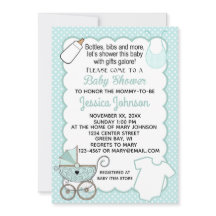 Customise Aqua Scallop Baby Shower Invitation