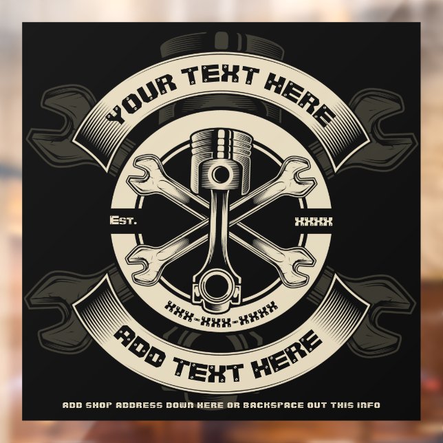 Customise Auto Moto Repair Shop Business Window Cling (Sheet 2)