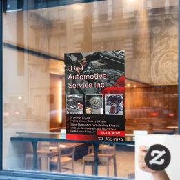 Customise Auto Repair Garage Service List With Log Window Cling