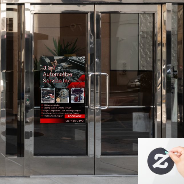 Customise Auto Repair Garage Service List With Log Window Cling (Office Door)