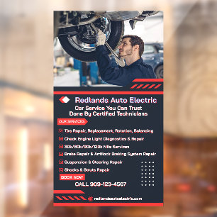 Customise Auto Repair Shop Service Repair List Pro Window Cling