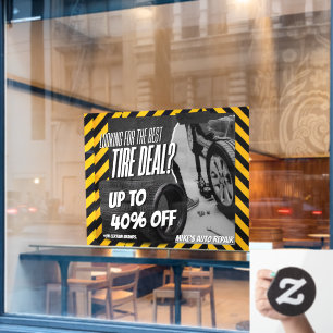 Customise Automotive Shop Tire Sale Up To Percent  Window Cling