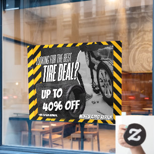 Customise Automotive Shop Tire Sale Up To Percent Window Cling