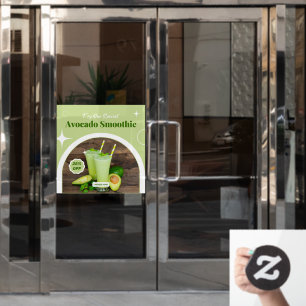 Customise Avocado Smoothie Shop Promo % Off Window Cling