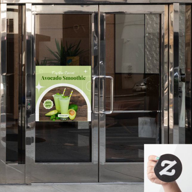 Customise Avocado Smoothie Shop Promo % Off  Window Cling (Office Door)