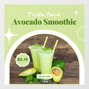 Customise Avocado Smoothie Shop Promo Price Window Cling