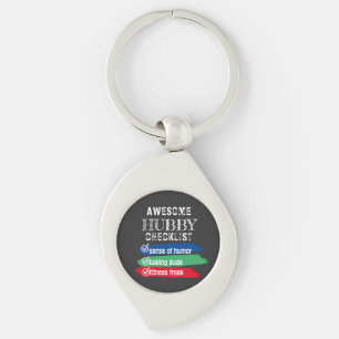 Customise Awesome Hubby Checklist Valentines  Key Ring
