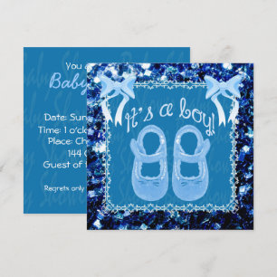 Customise Baby Boy shower Blue sparkles Invitation