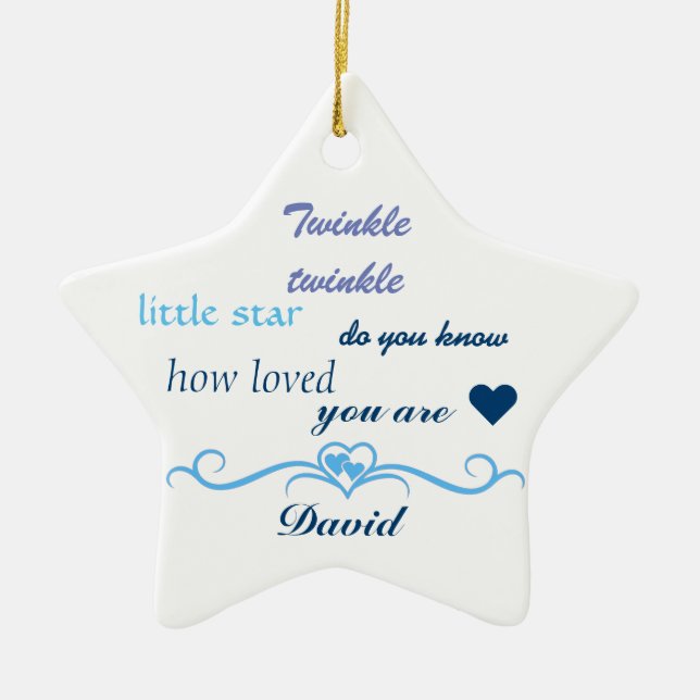 Customise, Baby Boy Star. Ceramic Tree Decoration (Front)