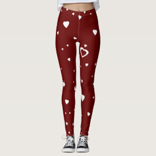 Customise Background Colour White Hearts Leggings