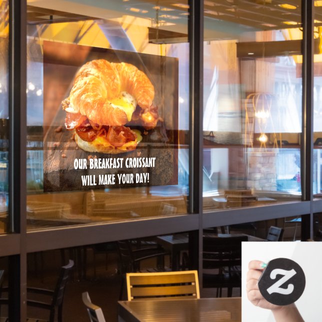 Customise Bacon Egg Cheese Croissant Restaurant  Window Cling (Restaurant Window)