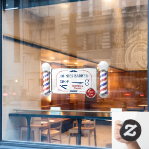 Customise Barber Pole Barber Shop Business Window Cling