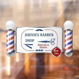 Customise Barber Pole Barber Shop Business Window Cling