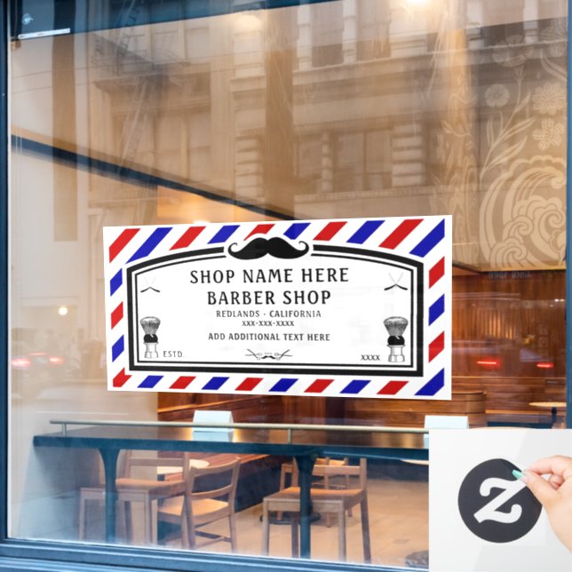 Customise Barber Shop Advert Front  Window Cling (Cafe Window)