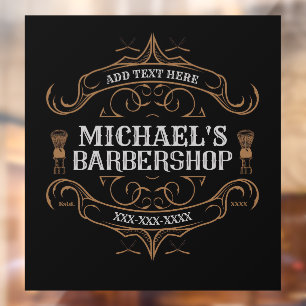 Customise Barber Shop Ornate Business  Window Cling