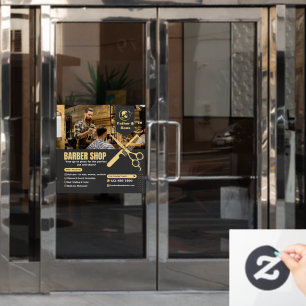 Customise Barber Shop Photo Services List Promo Window Cling
