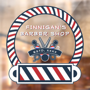 Customise Barber Shop Pole Colours Front  Window Cling