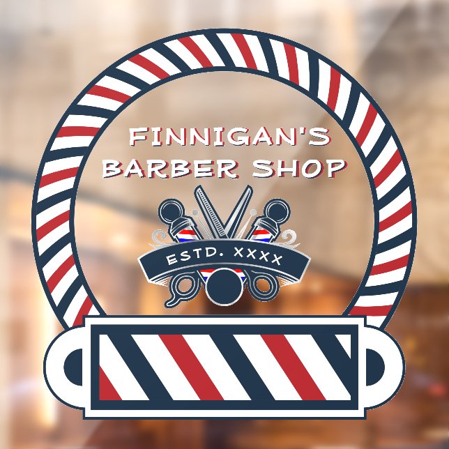 Customise Barber Shop Pole Colours Front  Window Cling (Sheet 2)