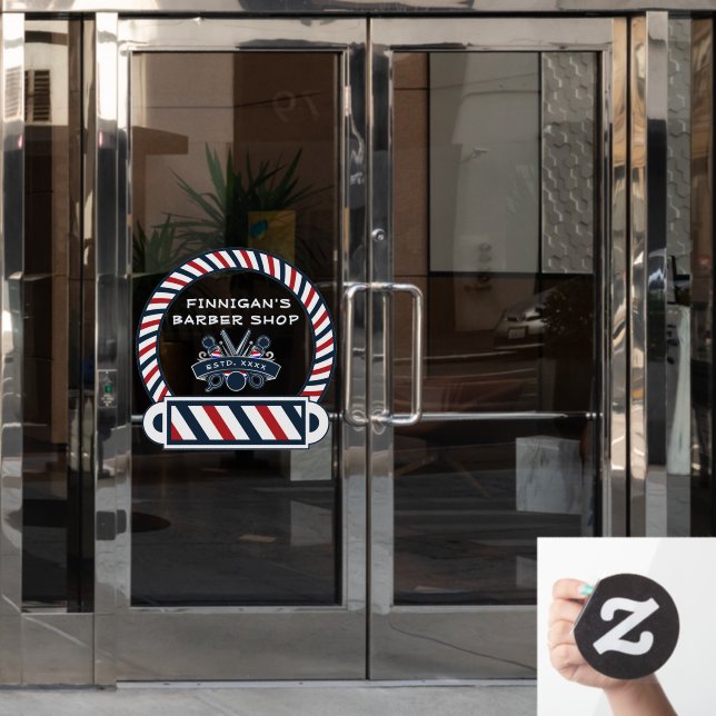 Customise Barber Shop Pole Colours Front   Window Cling (Office Door)