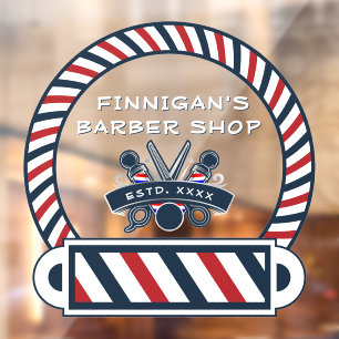Customise Barber Shop Pole Colours Front  Window Cling