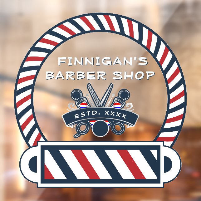 Customise Barber Shop Pole Colours Front  Window Cling (Sheet 2)
