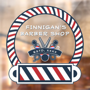 Customise Barber Shop Pole Colours Front  Window Cling