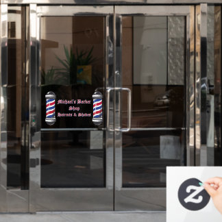 Customise Barber Shop Poles Promo 2 Window Cling
