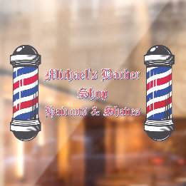 Customise Barber Shop Poles Promo 2 Window Cling