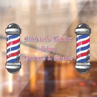 Customise Barber Shop Poles Promo 2 Window Cling