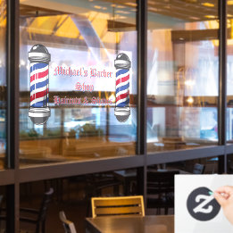Customise Barber Shop Poles Promo 2 Window Cling
