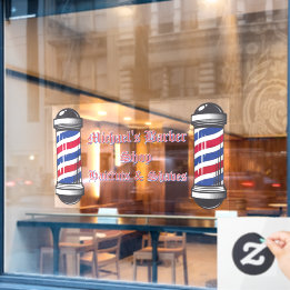 Customise Barber Shop Poles Promo 2 Window Cling
