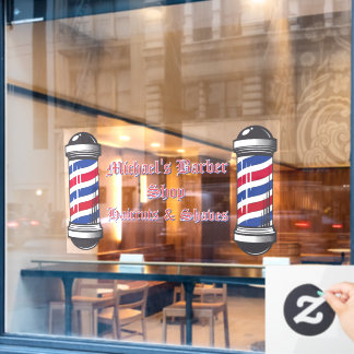Customise Barber Shop Poles Promo 2 Window Cling