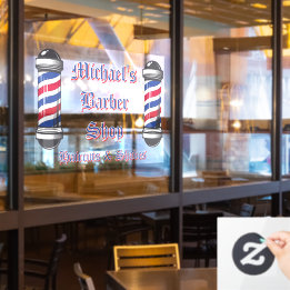 Customise Barber Shop Poles Promotional Window Cling