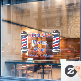 Customise Barber Shop Poles Promotional Window Cling