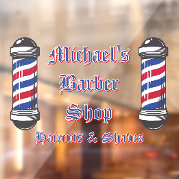 Customise Barber Shop Poles Promotional Window Cling