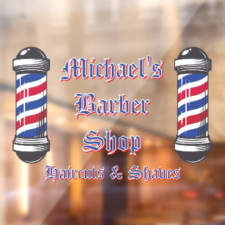 Customise Barber Shop Poles Promotional Window Cling