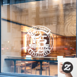 Customise Barbershop Business Door White Larger Window Cling