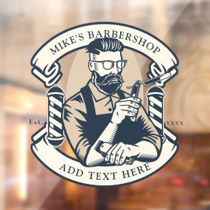 Customise Barbershop Business Front  Window Cling