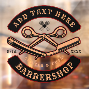 Customise Barbershop Business Front  Window Cling