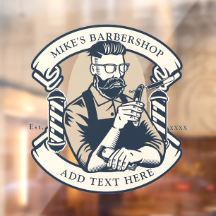 Customise Barbershop Business Front  Window Cling