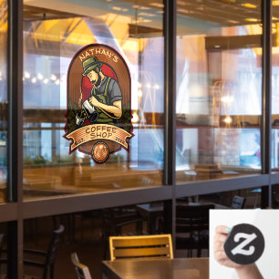 Customise Barista Vintage Coffee Shop Business  Window Cling