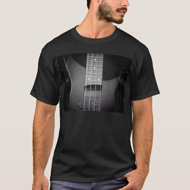 Customise Bass Guitar Trendy Black Colour Modern T-Shirt (Front)